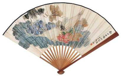 陆抑非 1936年作 消夏图 成扇